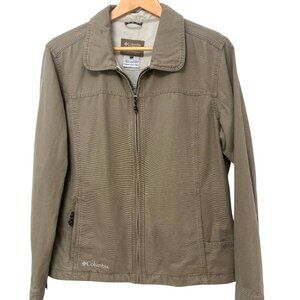 COLUMBIA Utility Jacket Full Zip Dark Khaki Womens Size Large Multiple Pockets